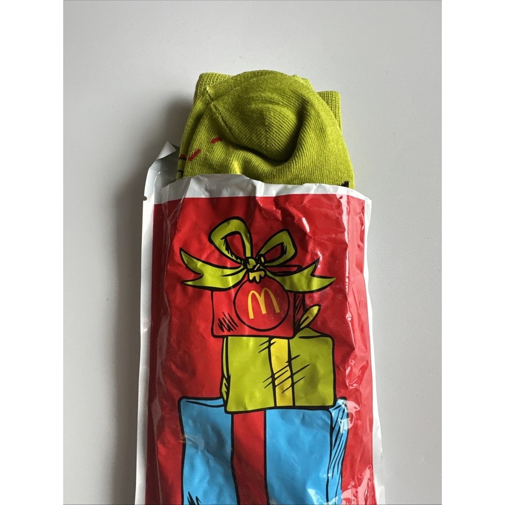 2025 McDONALD'S Grinch Socks Christmas Adult Happy Meal Green Socks - Picture 2 of 5